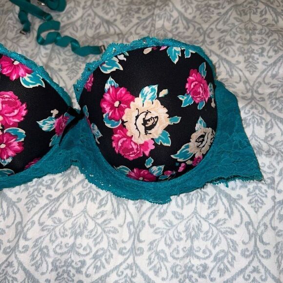 Strapless bra blue and floral size 34C - Picture 2 of 5
